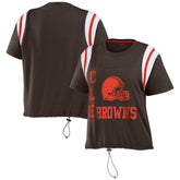 Cleveland Browns WEAR by Erin Andrews Women's Cinched Colorblock T-Shirt Brown - NFL