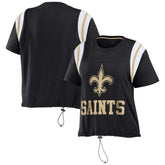 New Orleans Saints WEAR by Erin Andrews Women's Cinched Colorblock T-Shirt Black - NFL