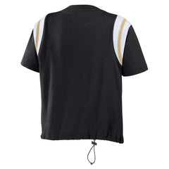 New Orleans Saints WEAR by Erin Andrews Women's Cinched Colorblock T-Shirt Black - NFL