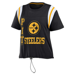 Pittsburgh Steelers WEAR by Erin Andrews Women's Cinched Colorblock T-Shirt Black - NFL
