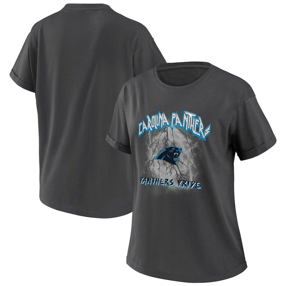 Carolina Panthers WEAR by Erin Andrews Women's Boyfriend T-Shirt Charcoal - NFL