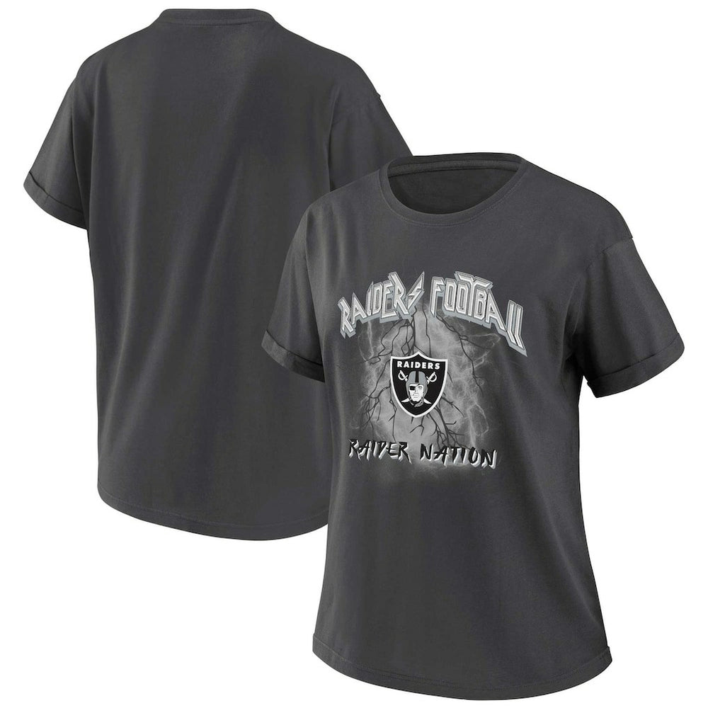 Las Vegas Raiders WEAR by Erin Andrews Women's Boyfriend T-Shirt Charcoal - NFL