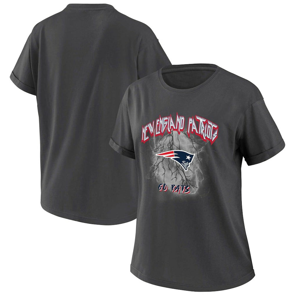 New England Patriots WEAR by Erin Andrews Women's Boyfriend T-Shirt Charcoal - NFL