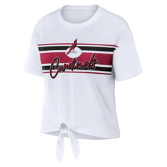 Arizona Cardinals WEAR by Erin Andrews Women's Front Tie Retro T-Shirt White - NFL