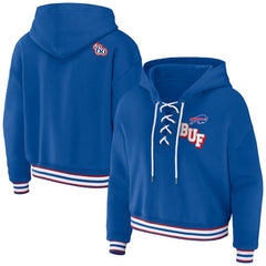 Buffalo Bills WEAR by Erin Andrews Women's Lace-Up Pullover Hoodie Royal - NFL