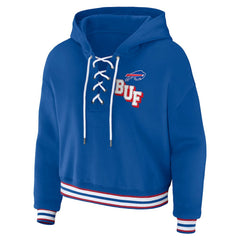 Buffalo Bills WEAR by Erin Andrews Women's Lace-Up Pullover Hoodie Royal - NFL