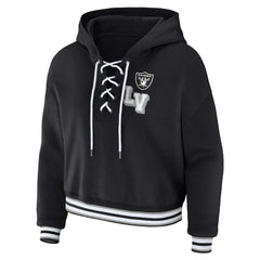 Las Vegas Raiders WEAR by Erin Andrews Women's Lace-Up Pullover Hoodie Black - NFL