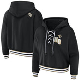 New Orleans Saints WEAR by Erin Andrews Women's Lace-Up Pullover Hoodie Black - NFL