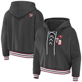Tampa Bay Buccaneers WEAR by Erin Andrews Women's Lace-Up Pullover Hoodie Pewter - NFL
