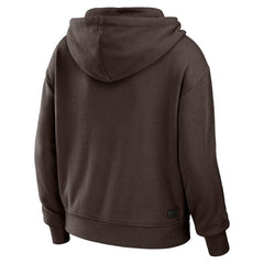 Cleveland Browns WEAR by Erin Andrews Women's Color Block Light Weight Modest Crop Full-Zip Hoodie Brown/White - NFL