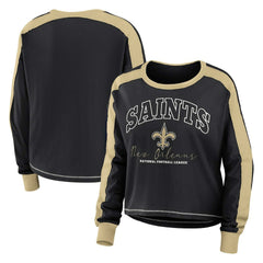 New Orleans Saints WEAR by Erin Andrews Women's Plus Size Colorblock Long Sleeve T-Shirt Black - NFL