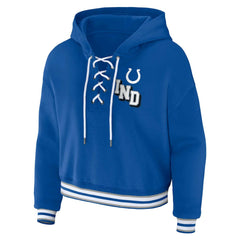 Indianapolis Colts WEAR by Erin Andrews Women's Plus Size Lace-Up Pullover Hoodie Royal - NFL