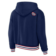 New England Patriots WEAR by Erin Andrews Women's Plus Size Lace-Up Pullover Hoodie Navy - NFL