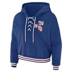 New York Giants WEAR by Erin Andrews Women's Plus Size Lace-Up Pullover Hoodie Royal - NFL