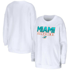 Miami Dolphins WEAR by Erin Andrews Women's Domestic Pullover Sweatshirt White - NFL