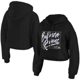 Baltimore Ravens WEAR by Erin Andrews Women's Domestic Cropped Pullover Hoodie Black - NFL