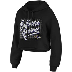 Baltimore Ravens WEAR by Erin Andrews Women's Domestic Cropped Pullover Hoodie Black - NFL