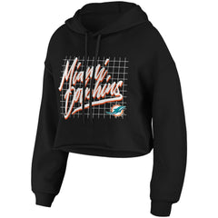 Miami Dolphins WEAR by Erin Andrews Women's Domestic Cropped Pullover Hoodie Black - NFL