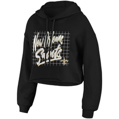 New Orleans Saints WEAR by Erin Andrews Women's Domestic Cropped Pullover Hoodie Black - NFL