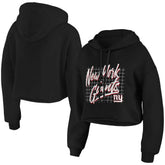New York Giants WEAR by Erin Andrews Women's Domestic Cropped Pullover Hoodie Black - NFL