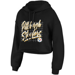 Pittsburgh Steelers WEAR by Erin Andrews Women's Domestic Cropped Pullover Hoodie Black - NFL
