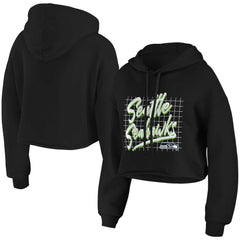 Seattle Seahawks WEAR by Erin Andrews Women's Domestic Cropped Pullover Hoodie Black - NFL
