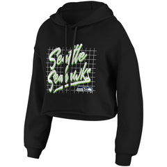 Seattle Seahawks WEAR by Erin Andrews Women's Domestic Cropped Pullover Hoodie Black - NFL