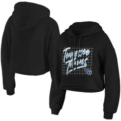 Tennessee Titans WEAR by Erin Andrews Women's Domestic Cropped Pullover Hoodie Black - NFL
