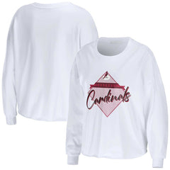 Arizona Cardinals WEAR by Erin Andrews Women's Domestic Cropped Long Sleeve T-Shirt White - NFL