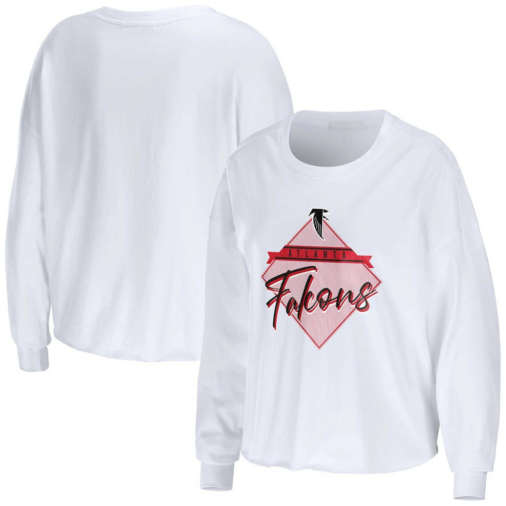 Atlanta Falcons WEAR by Erin Andrews Women's Domestic Cropped Long Sleeve T-Shirt White - NFL
