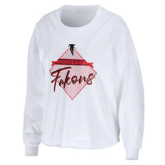 Atlanta Falcons WEAR by Erin Andrews Women's Domestic Cropped Long Sleeve T-Shirt White - NFL