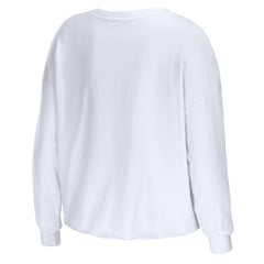 Los Angeles Rams WEAR by Erin Andrews Women's Domestic Cropped Long Sleeve T-Shirt White - NFL