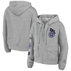 Baltimore Ravens WEAR by Erin Andrews Women's Full-Zip Hoodie Heather Gray - NFL
