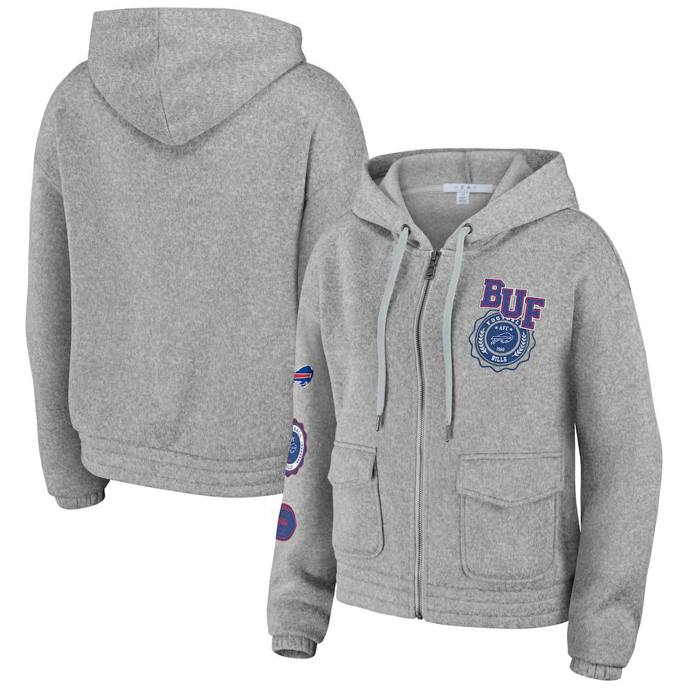 Buffalo Bills WEAR by Erin Andrews Women's Full-Zip Hoodie Heather Gray - NFL
