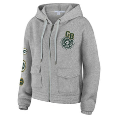 Green Bay Packers WEAR by Erin Andrews Women's Full-Zip Hoodie Heather Gray - NFL