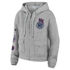 New England Patriots WEAR by Erin Andrews Women's Full-Zip Hoodie Heather Gray - NFL