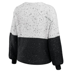 Las Vegas Raiders WEAR by Erin Andrews Women's Lighweight Modest Crop Color-Block Pullover Sweater White/Black - NFL