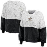 New Orleans Saints WEAR by Erin Andrews Women's Lighweight Modest Crop Color-Block Pullover Sweater White/Black - NFL