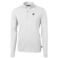 New York Yankees Cutter & Buck Virtue Eco Pique Recycled Quarter-Zip Pullover Top for sale
