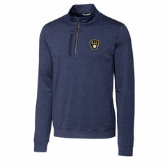 Milwaukee Brewers Cutter & Buck Stealth Heathered Quarter-Zip Pullover Top On Sale