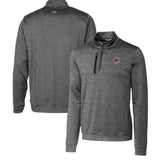 Chicago Cubs Cutter & Buck Stealth Heathered Quarter-Zip Pullover Top for sale