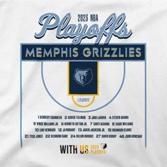 NBA - Memphis Grizzlies Stadium Essentials Unisex 2023 NBA Playoffs Roster T-Shirt - White