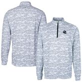 Minnesota Vikings Cutter & Buck Helmet Traverse Camo Print Stretch Quarter-Zip Pullover Top Charcoal - NFL