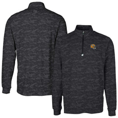 Green Bay Packers Cutter & Buck Helmet Traverse Camo Print Stretch Quarter-Zip Pullover Top Black - NFL