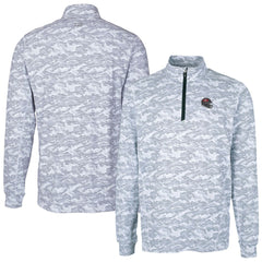 Tampa Bay Buccaneers Cutter & Buck Helmet Traverse Camo Print Stretch Quarter-Zip Pullover Top Charcoal - NFL