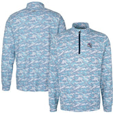 Buffalo Bills Cutter & Buck Helmet Traverse Camo Print Stretch Quarter-Zip Pullover Top Light Blue - NFL