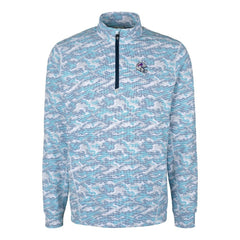 Buffalo Bills Cutter & Buck Helmet Traverse Camo Print Stretch Quarter-Zip Pullover Top Light Blue - NFL