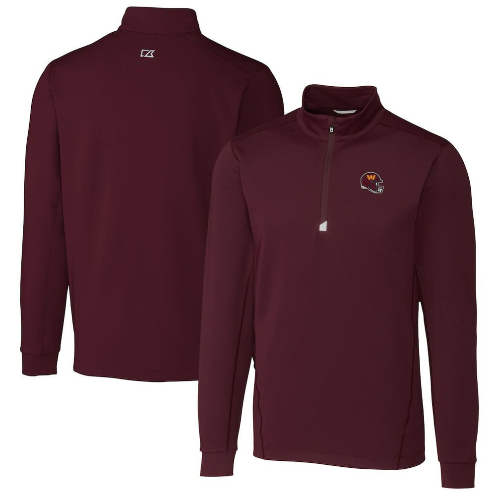 Washington Commanders Cutter & Buck Helmet Traverse Stretch Quarter-Zip Pullover Top Burgundy - NFL