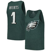 Jalen Hurts Philadelphia Eagles Majestic Threads Name & Number Tri-Blend Tank Top Green - NFL
