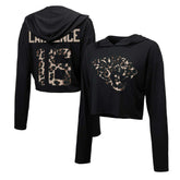 Trevor Lawrence Jacksonville Jaguars Majestic Threads Women's Leopard Player Name & Number Long Sleeve Cropped Hoodie Black - NFL